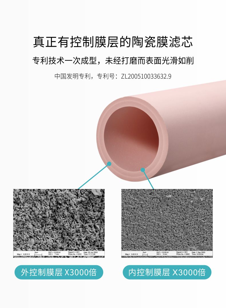 凈易陶瓷膜濾芯采用專利技術一次成型